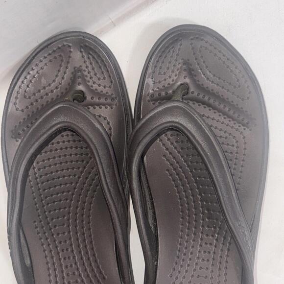 Crocs Brown Tan Classic Platform Retro Gorpcore Waterproof Wedge Flip Flops Sz 6 - Picture 8 of 15